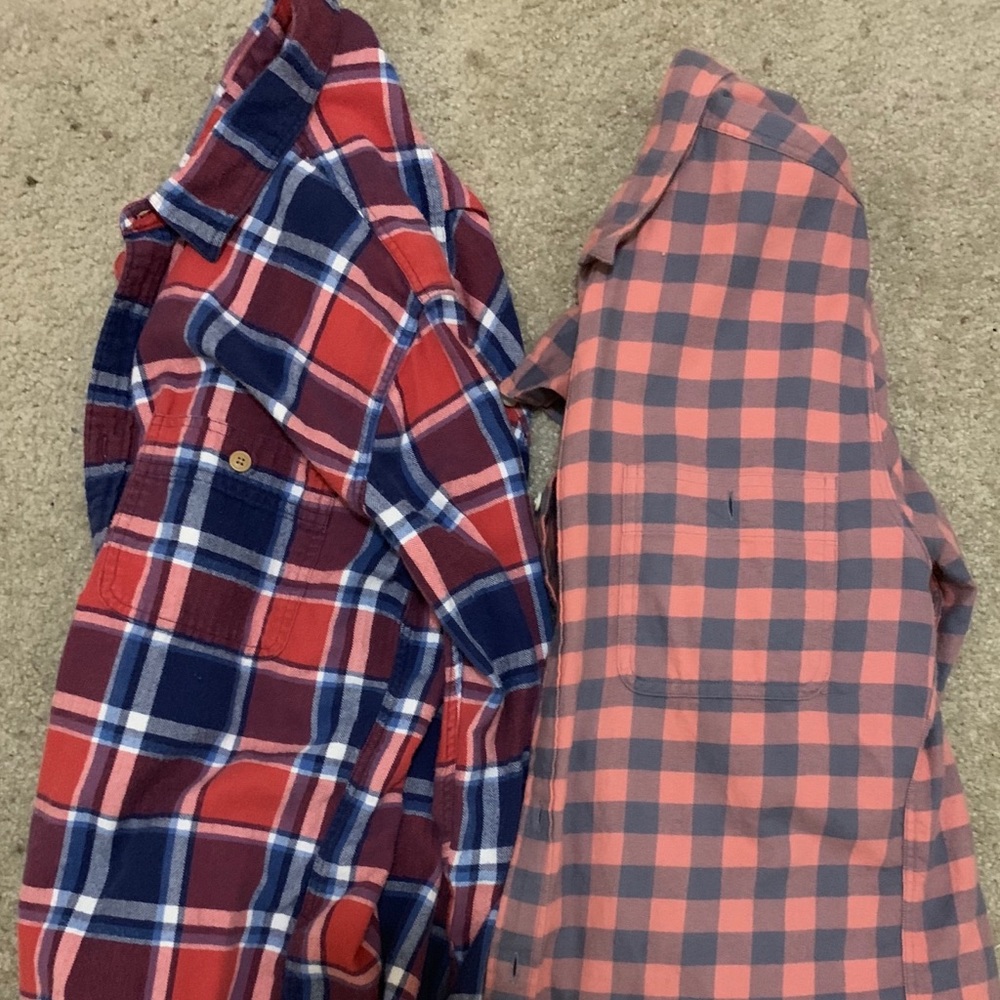 Two Men’s Slim Large Jcrew Flannel Shirts